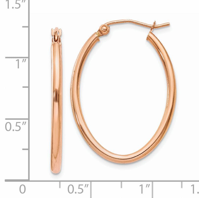 Lovely Rita's Earrings 14K Rose Gold Chic Polished 21 mm Oval Tube Hoop Earrings