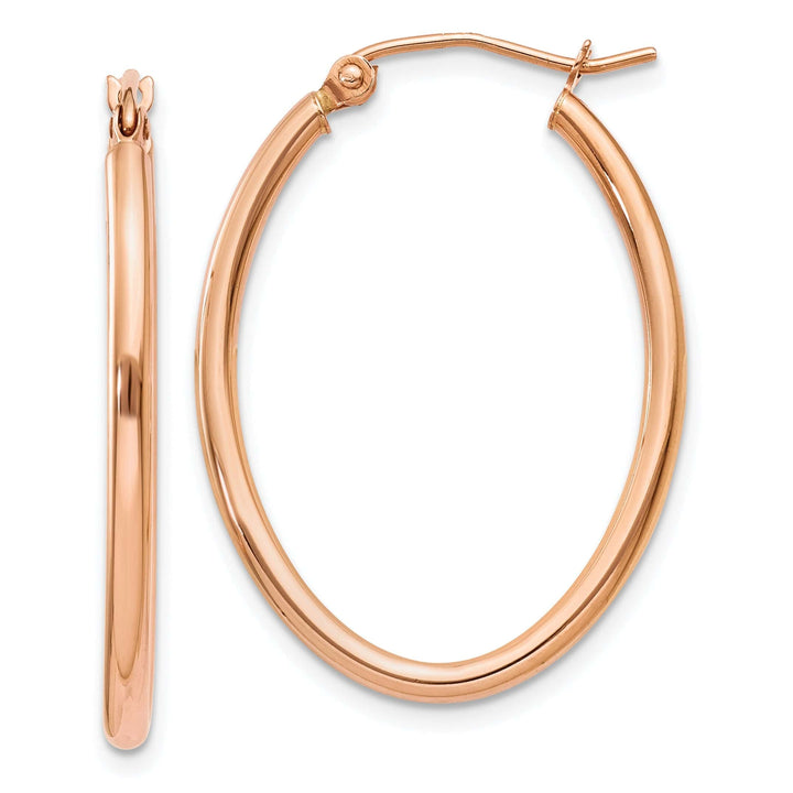 Lovely Rita's Earrings 14K Rose Gold Chic Polished 21 mm Oval Tube Hoop Earrings