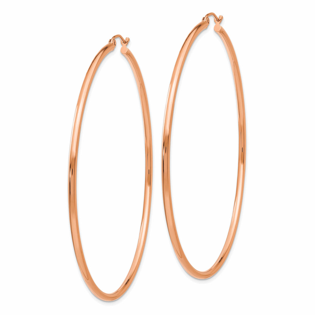 Lovely Rita's Earrings 14K Rose Gold Chic Polished 68mm Lightweight Tube Hoop Earrings