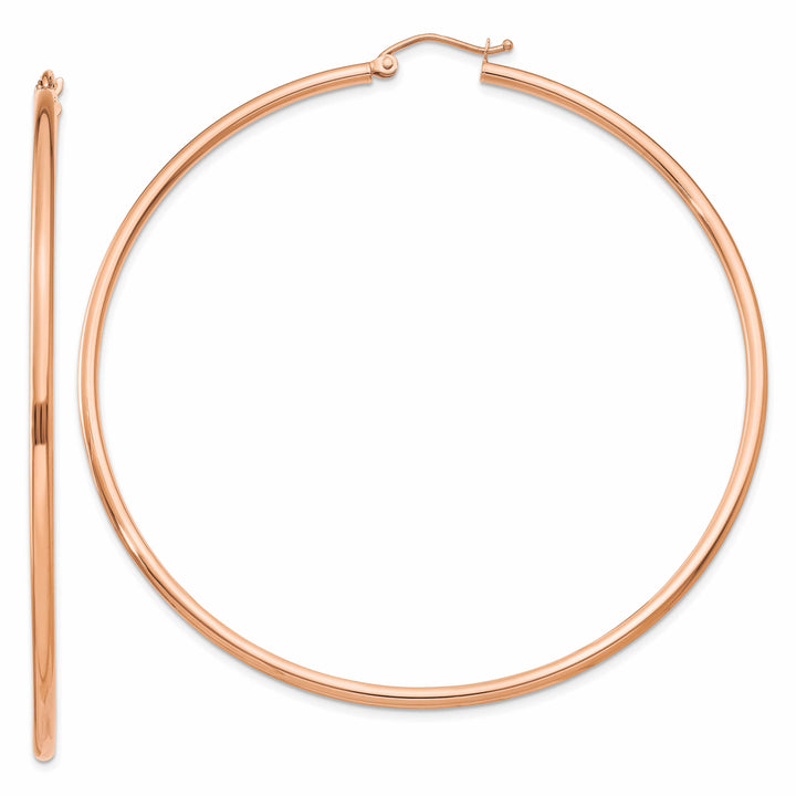 Lovely Rita's Earrings 14K Rose Gold Chic Polished 68mm Lightweight Tube Hoop Earrings