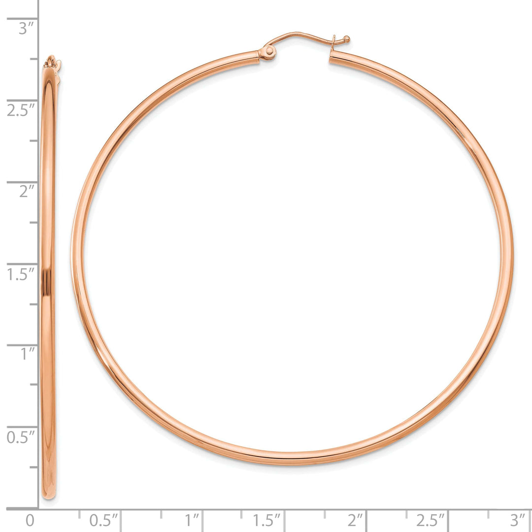 Lovely Rita's Earrings 14K Rose Gold Chic Polished 68mm Lightweight Tube Hoop Earrings