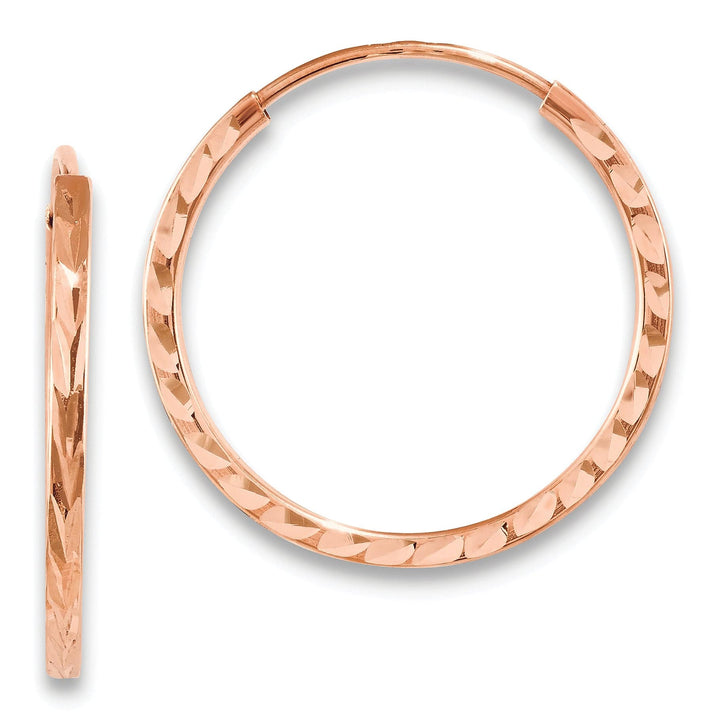 Lovely Rita's Earrings 14K Rose Gold Classic D.C Square-Tube 1.6x20mm Endless Hoop Earrings