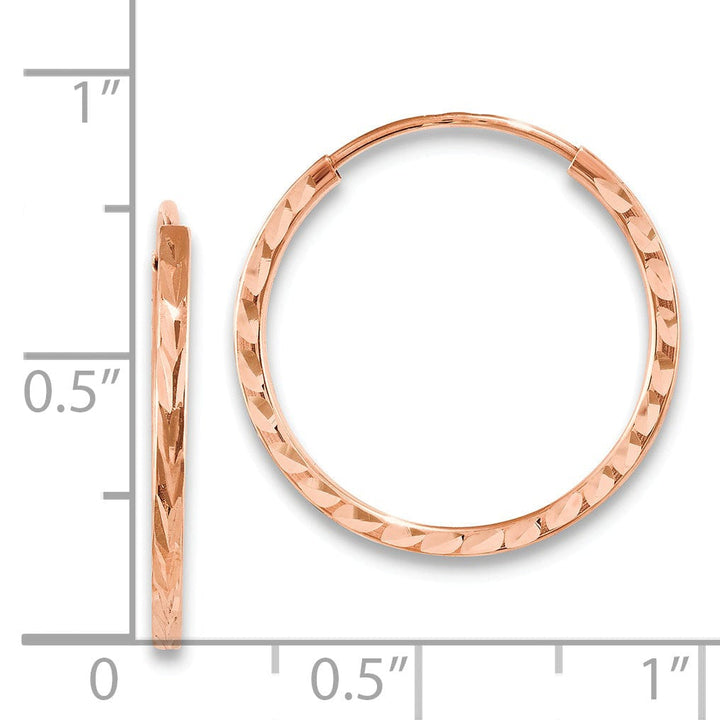 Lovely Rita's Earrings 14K Rose Gold Classic D.C Square-Tube 1.6x20mm Endless Hoop Earrings