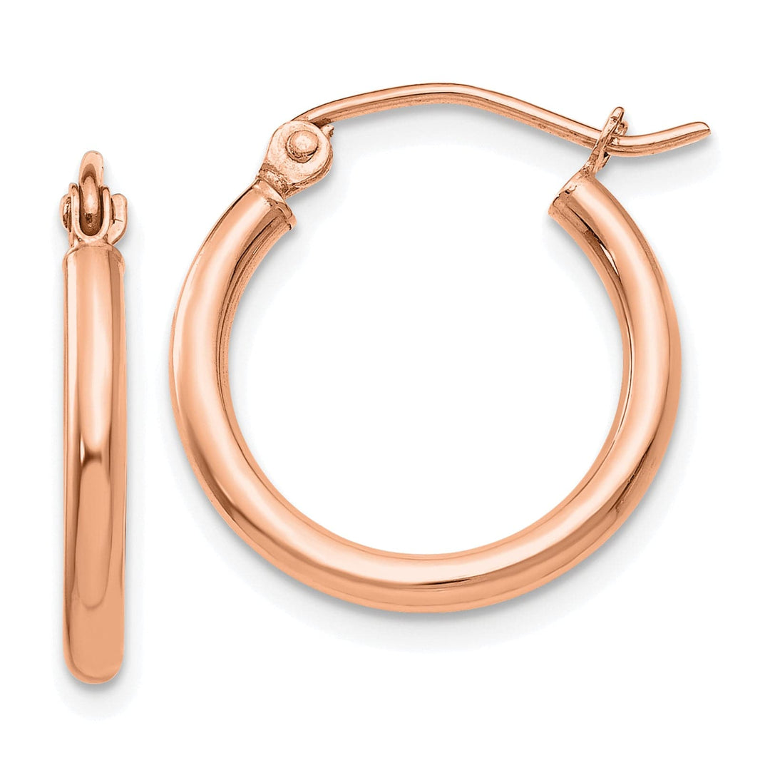 Lovely Rita's Earrings 14K Rose Gold Classic Polished 18mm Lightweight Tube Hoop Earrings