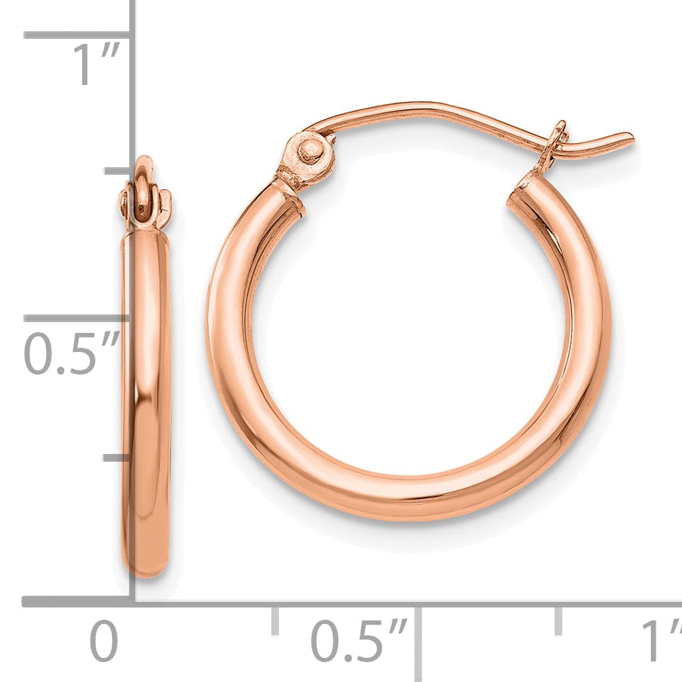 Lovely Rita's Earrings 14K Rose Gold Classic Polished 18mm Lightweight Tube Hoop Earrings