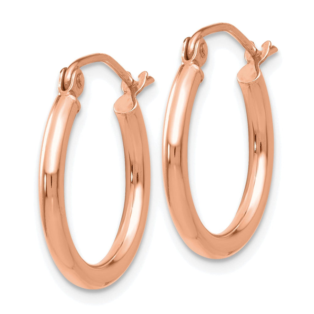 Lovely Rita's Earrings 14K Rose Gold Classic Polished 18mm Lightweight Tube Hoop Earrings