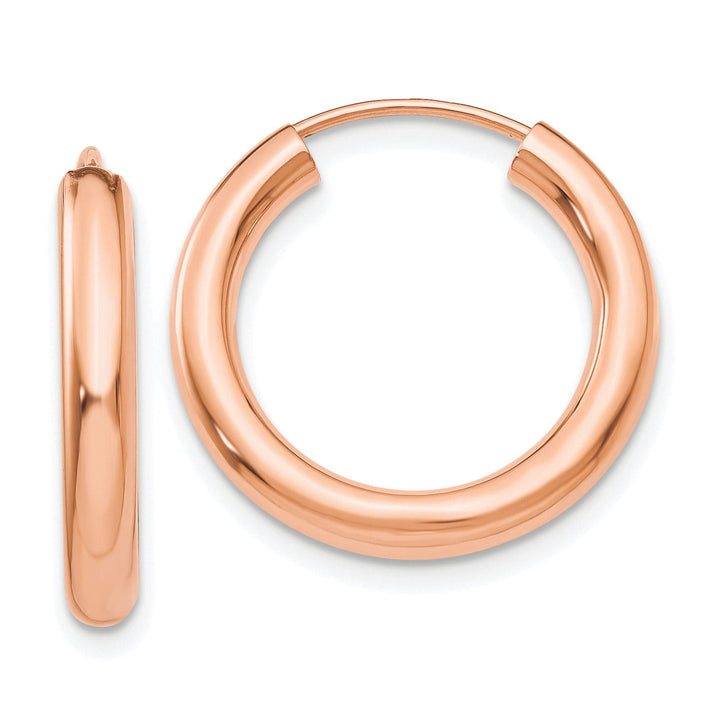 Lovely Rita's Earrings 14K Rose Gold Classic Polished 3.00x20mm Endless Hoop Earrings