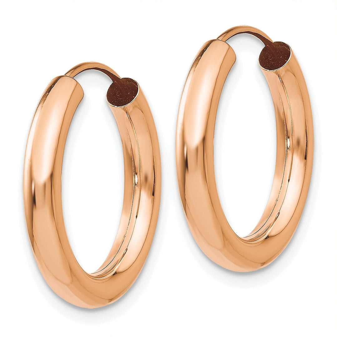 Lovely Rita's Earrings 14K Rose Gold Classic Polished 3.00x20mm Endless Hoop Earrings