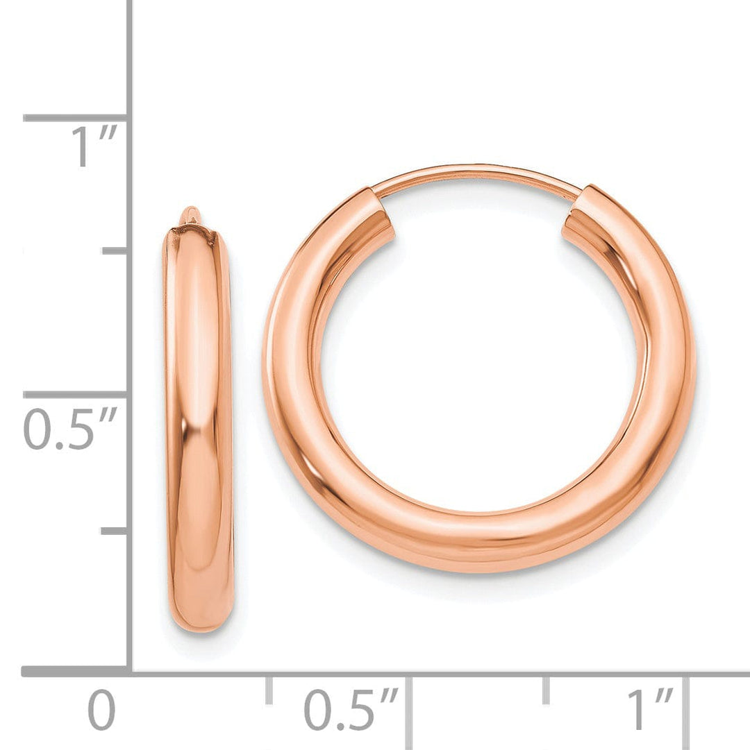 Lovely Rita's Earrings 14K Rose Gold Classic Polished 3.00x20mm Endless Hoop Earrings