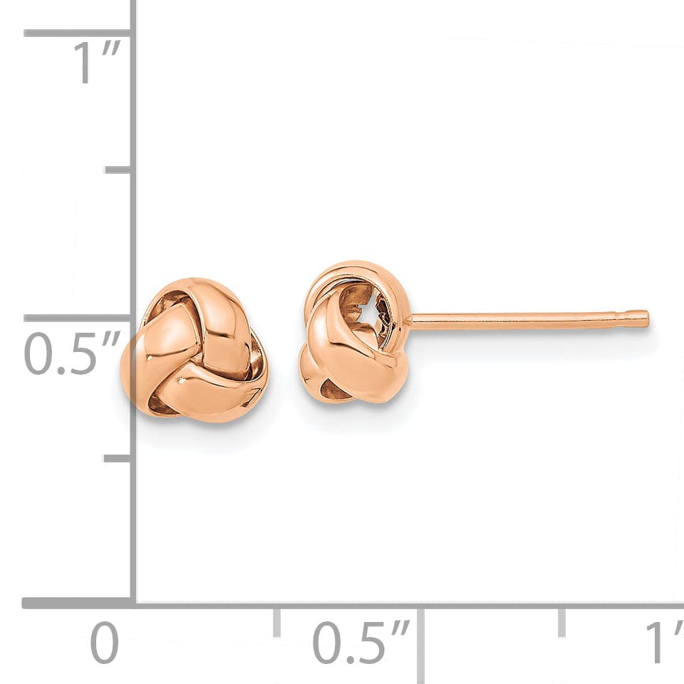 Lovely Rita's Earrings 14K Rose Gold Classic Polished 6.5mm Love Knot Post Earrings