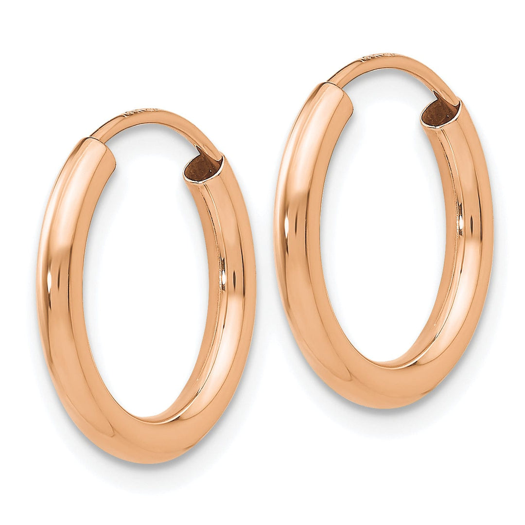 Lovely Rita's Earrings 14K Rose Gold Classic Polished Round 2x16mm Endless Hoop Earrings