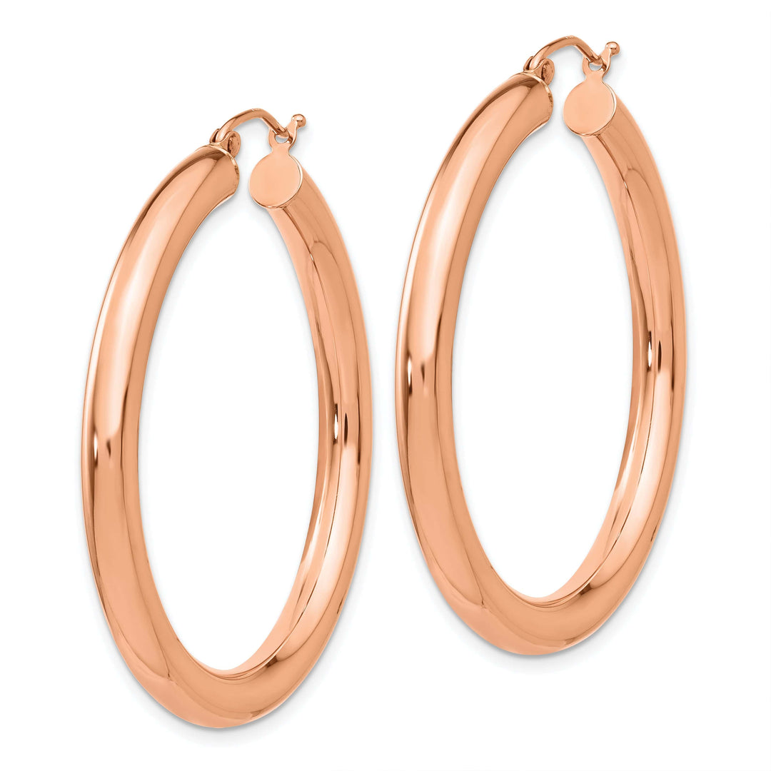 Lovely Rita's Earrings 14K Rose Gold Contemporary Polished 4mm Tube Hoop Earrings