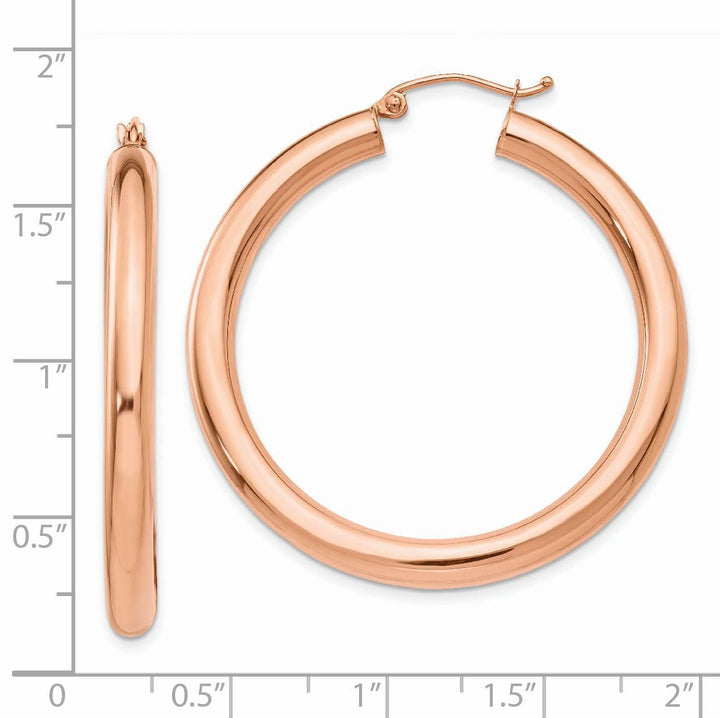 Lovely Rita's Earrings 14K Rose Gold Contemporary Polished 4mm Tube Hoop Earrings