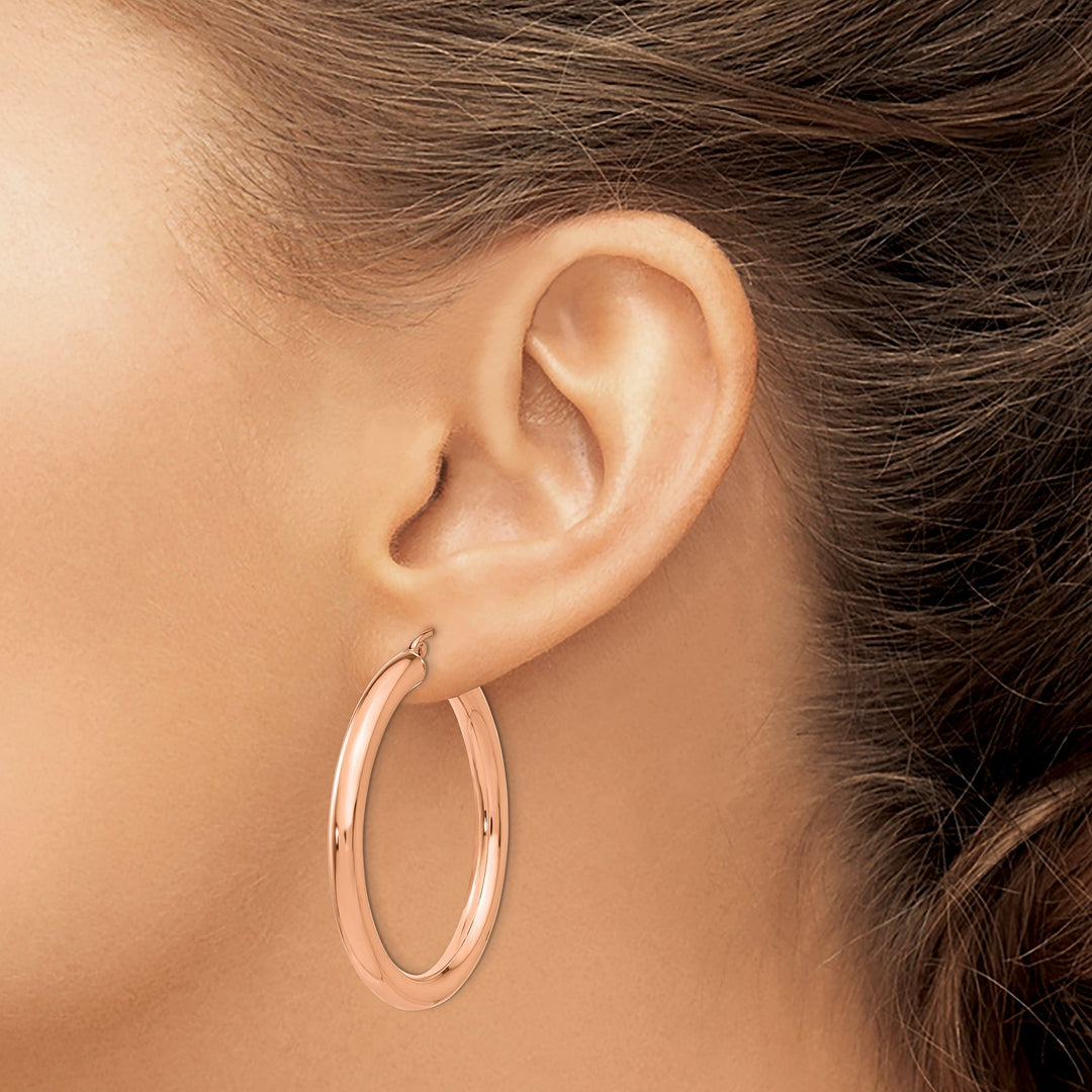 Lovely Rita's Earrings 14K Rose Gold Contemporary Polished 4mm Tube Hoop Earrings