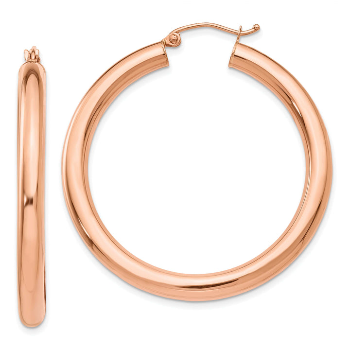 Lovely Rita's Earrings 14K Rose Gold Contemporary Polished 4mm Tube Hoop Earrings