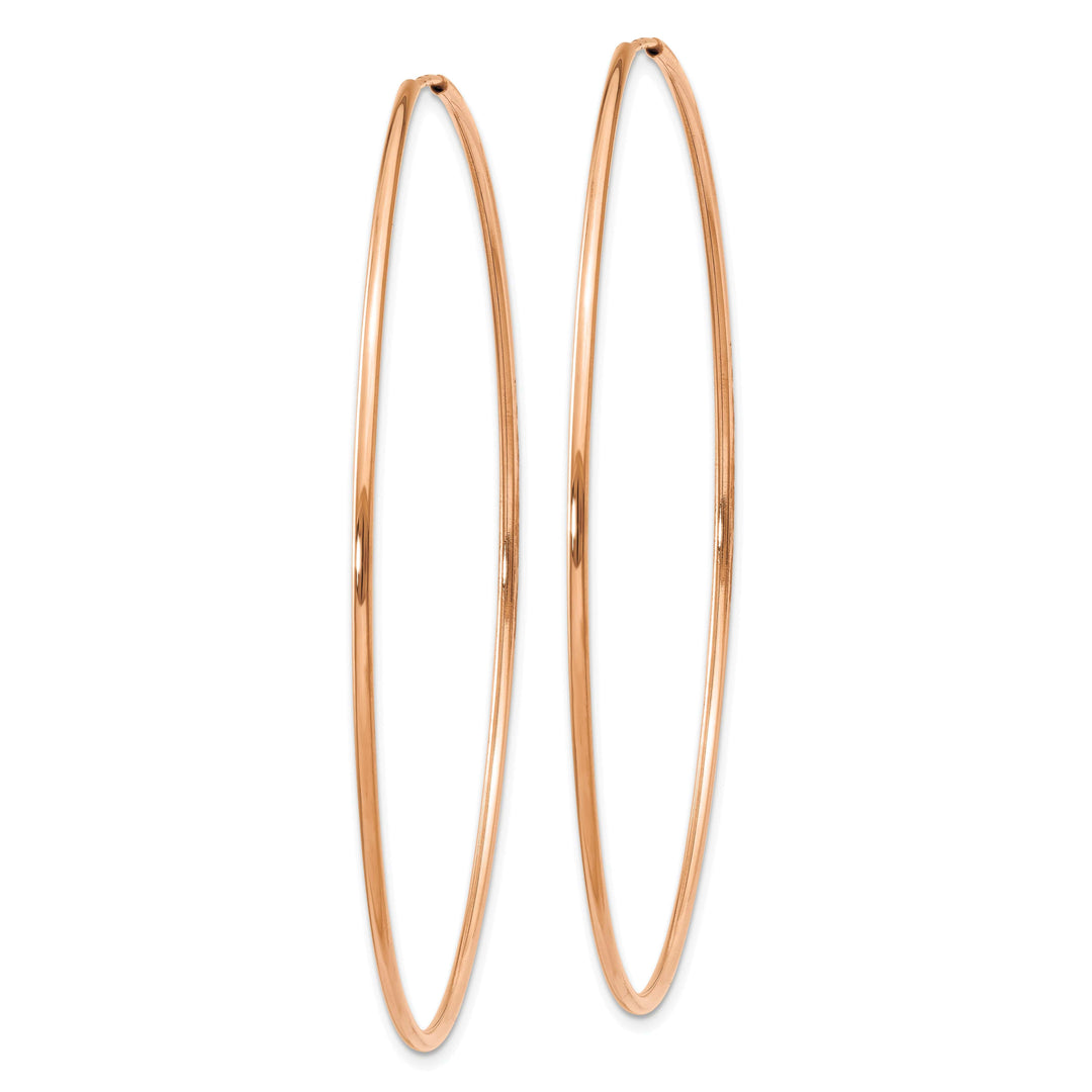 Lovely Rita's Earrings 14K Rose Gold Dainty Polished 1.2x60mm Endless Hoop Earrings