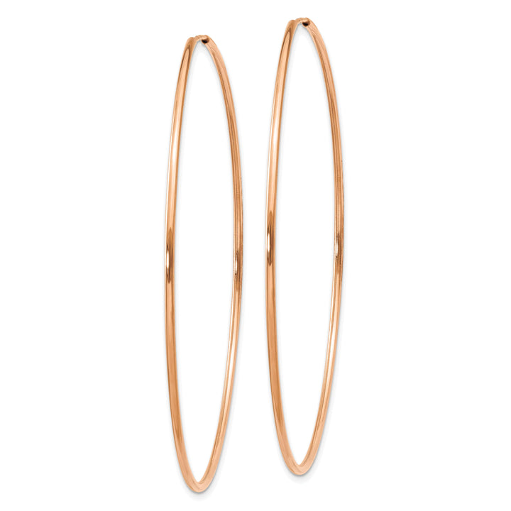 Lovely Rita's Earrings 14K Rose Gold Dainty Polished 1.2x60mm Endless Hoop Earrings