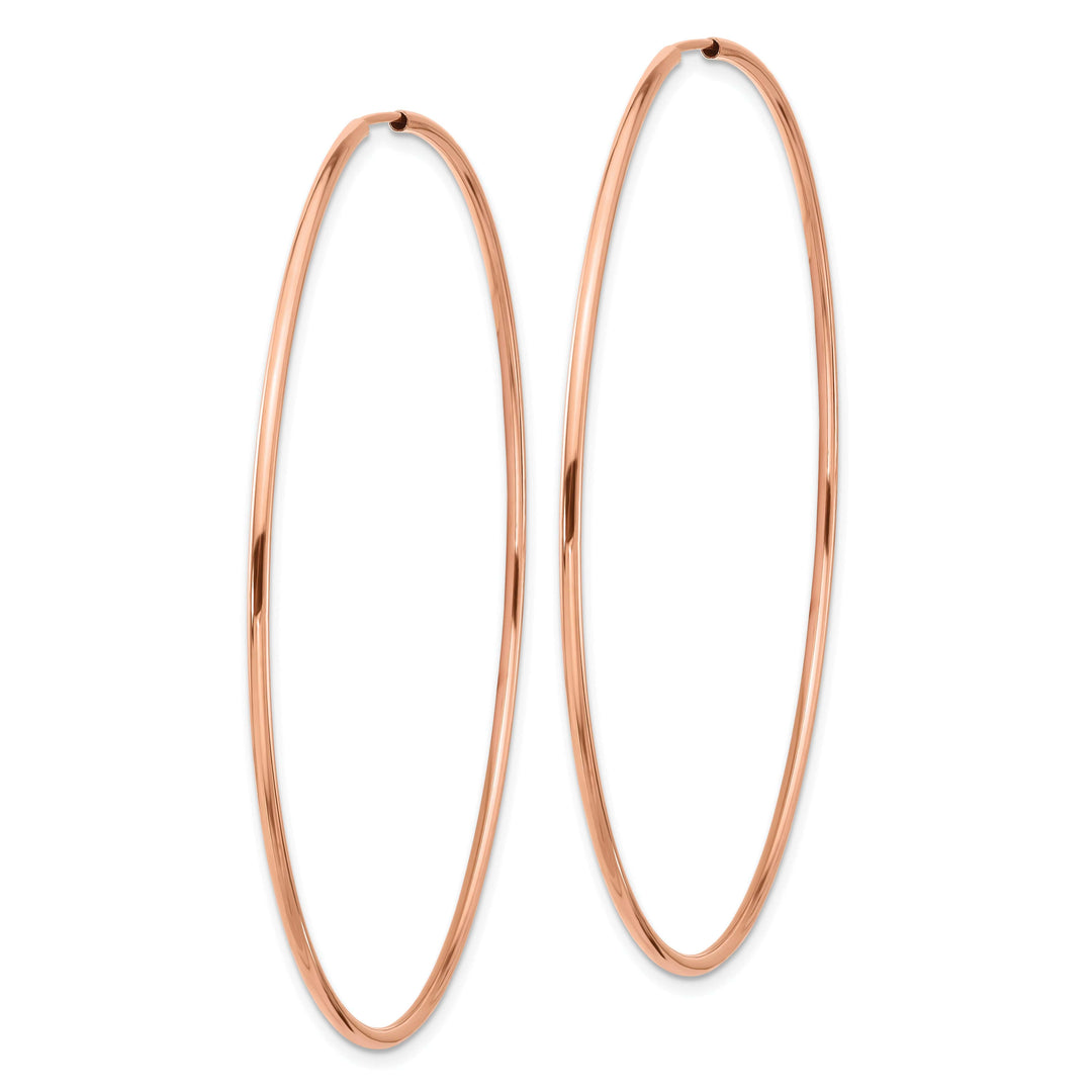 Lovely Rita's Earrings 14K Rose Gold Dainty Polished 1.5x64mm Endless Hoop Earrings