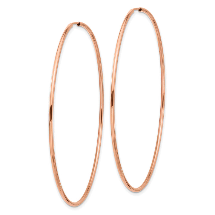 Lovely Rita's Earrings 14K Rose Gold Dainty Polished 1.5x64mm Endless Hoop Earrings