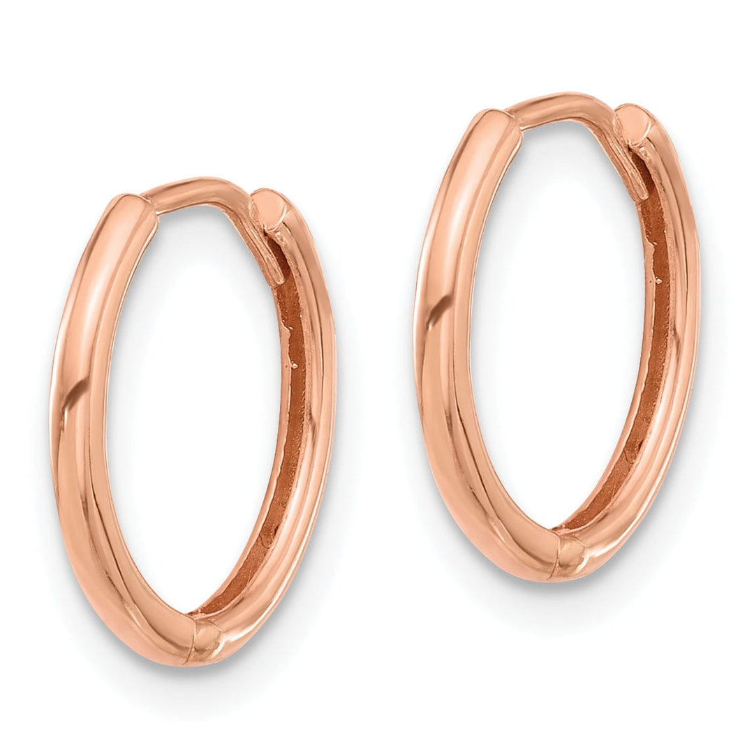 Lovely Rita's Earrings 14K Rose Gold Dainty Polished 14mm Round Hinged Hoop Earrings