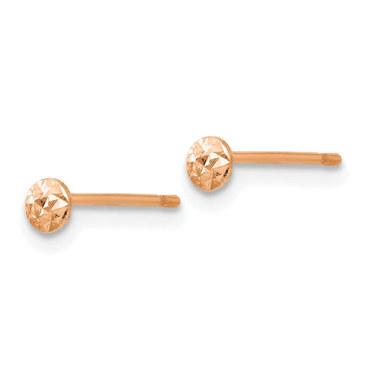 Lovely Rita's Earrings 14K Rose Gold Dainty Polished 3mm Puff Circle Button Post Earrings