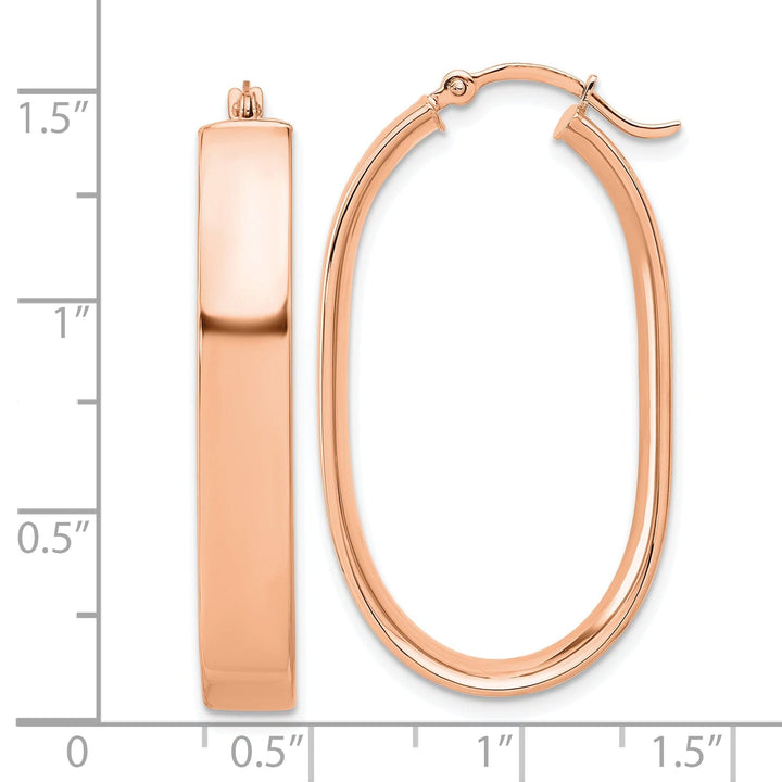 Lovely Rita's Earrings 14K Rose Gold Dazzling Polished 16.6 mm Oval Tube Hoop Earrings