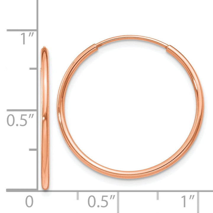 Lovely Rita's Earrings 14K Rose Gold Elegant Polished 1.2x25mm Endless Hoop Earrings