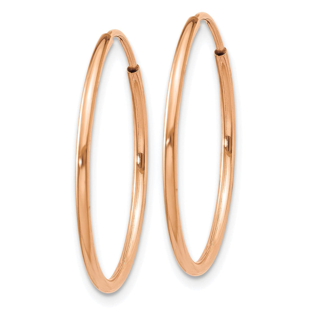 Lovely Rita's Earrings 14K Rose Gold Elegant Polished 1.2x25mm Endless Hoop Earrings