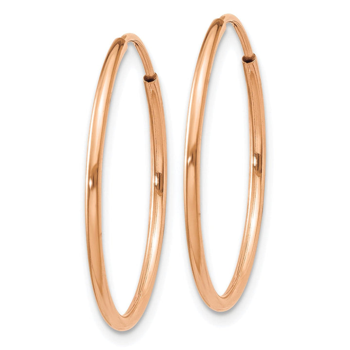 Lovely Rita's Earrings 14K Rose Gold Elegant Polished 1.2x25mm Endless Hoop Earrings