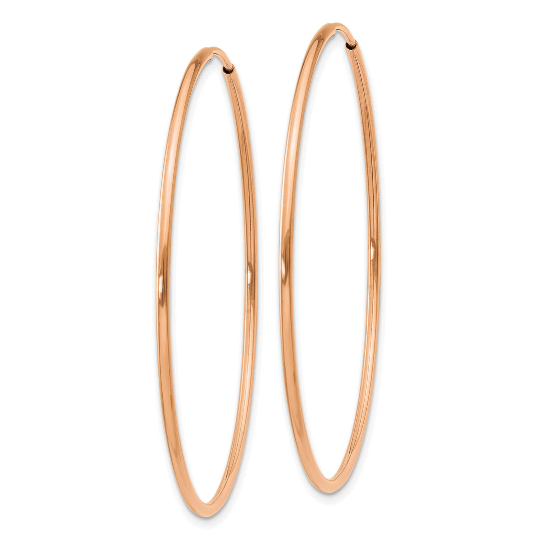 Lovely Rita's Earrings 14K Rose Gold Elegant Polished 1.2x40mm Endless Hoop Earrings