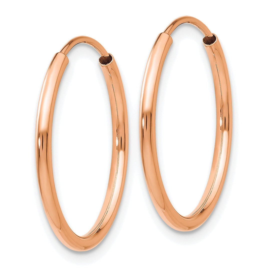 Lovely Rita's Earrings 14K Rose Gold Elegant Polished 1.5x17mm Endless Hoop Earrings