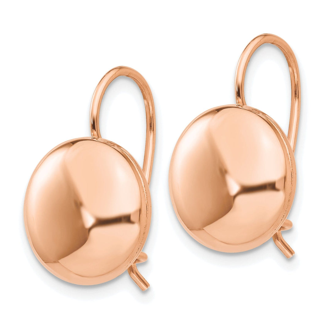 Lovely Rita's Earrings 14K Rose Gold Elegant Polished 12mm Button Kidney Wire Earrings