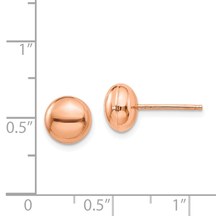 Lovely Rita's Earrings 14K Rose Gold Elegant Polished 8mm Button Post Earrings