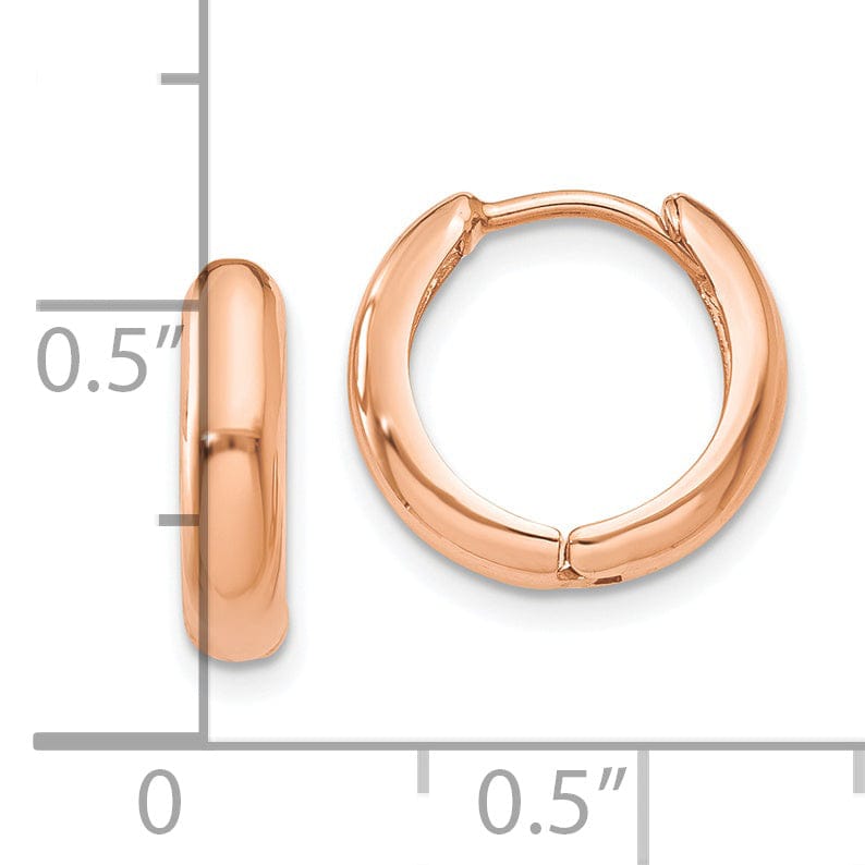 Lovely Rita's Earrings 14K Rose Gold Fine Polished 12mm Hinged Hoop Earrings