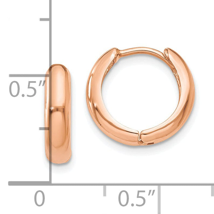 Lovely Rita's Earrings 14K Rose Gold Fine Polished 12mm Hinged Hoop Earrings