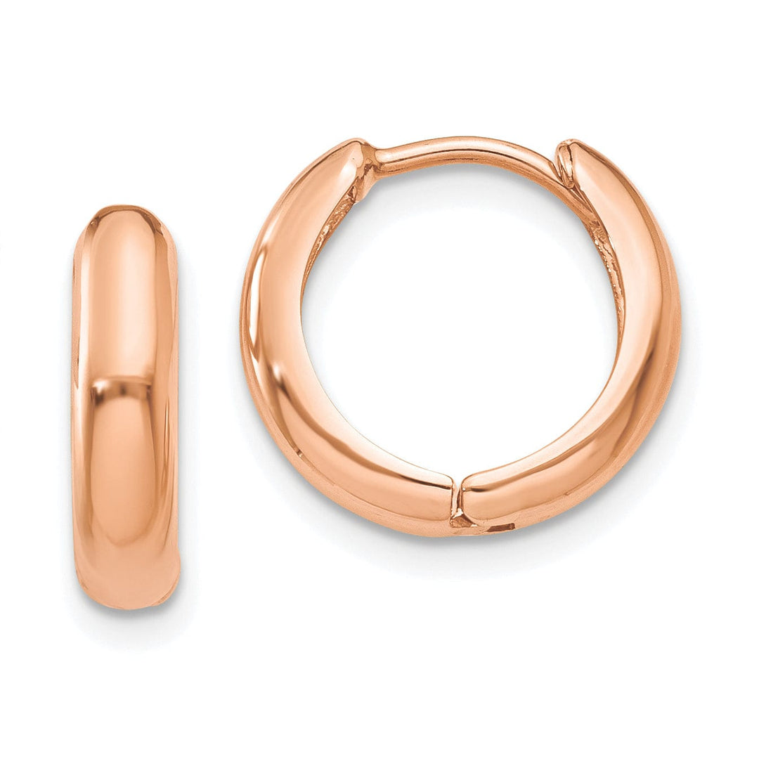 Lovely Rita's Earrings 14K Rose Gold Fine Polished 12mm Hinged Hoop Earrings