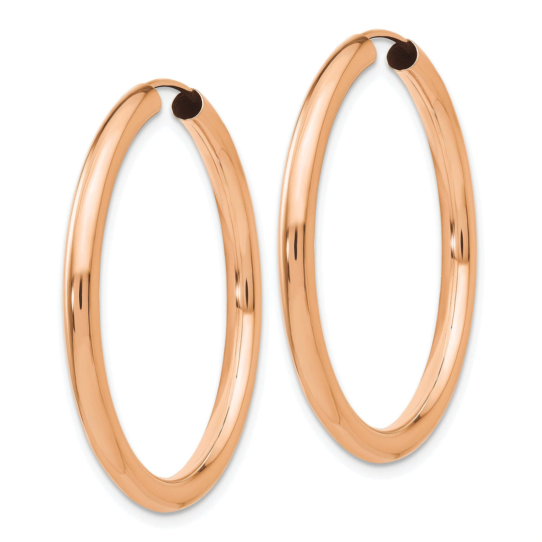 Lovely Rita's Earrings 14K Rose Gold Fine Polished 3.00x35mm Endless Hoop Earrings