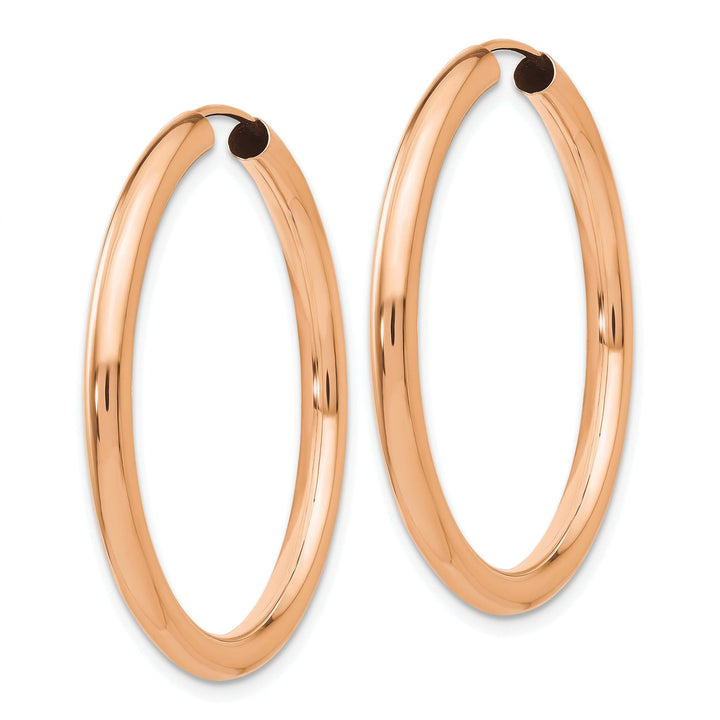 Lovely Rita's Earrings 14K Rose Gold Fine Polished 3.00x35mm Endless Hoop Earrings