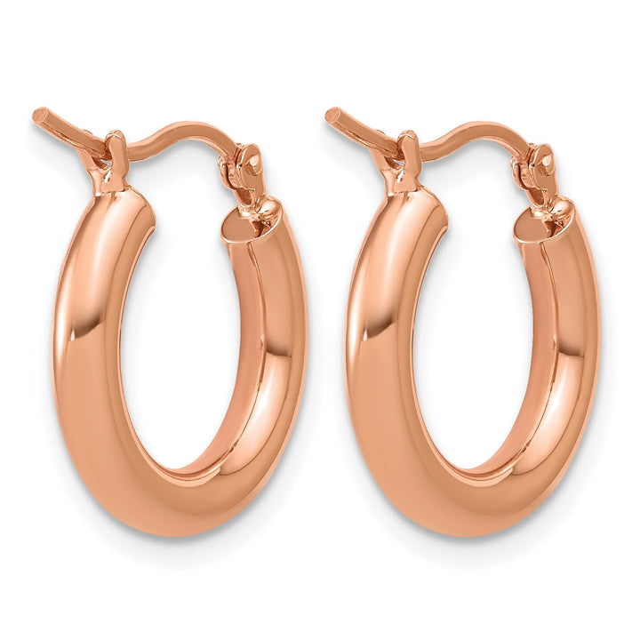 Lovely Rita's Earrings 14K Rose Gold Graceful Polished 17mm Lightweight Tube Hoop Earrings