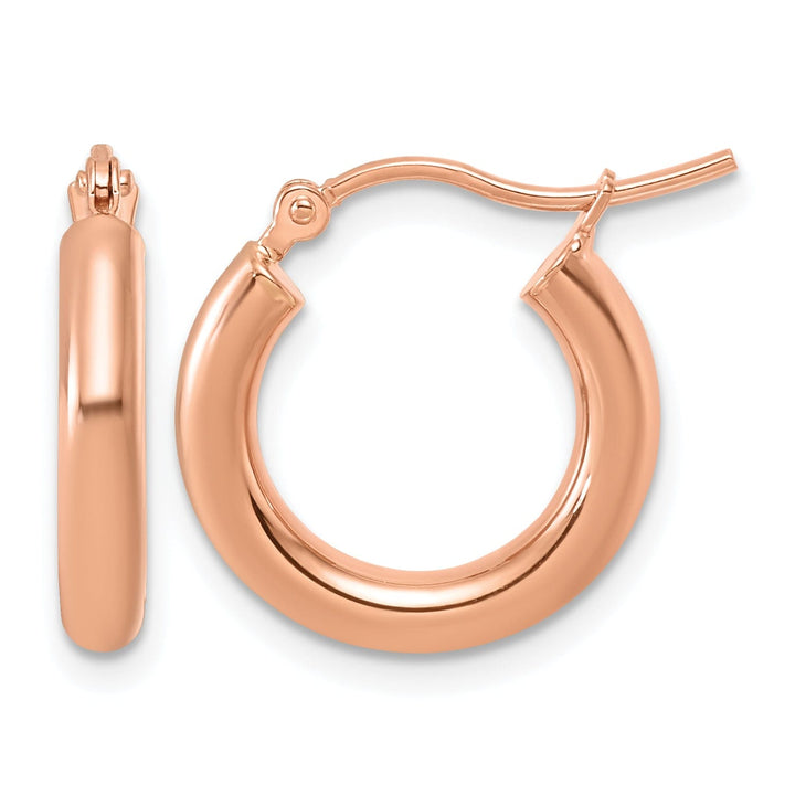 Lovely Rita's Earrings 14K Rose Gold Graceful Polished 17mm Lightweight Tube Hoop Earrings