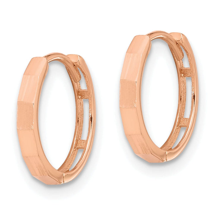 Lovely Rita's Earrings 14K Rose Gold Lustrous Polished 13.1mm and Hinged Hoop Earrings