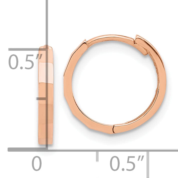 Lovely Rita's Earrings 14K Rose Gold Lustrous Polished 13.1mm and Hinged Hoop Earrings