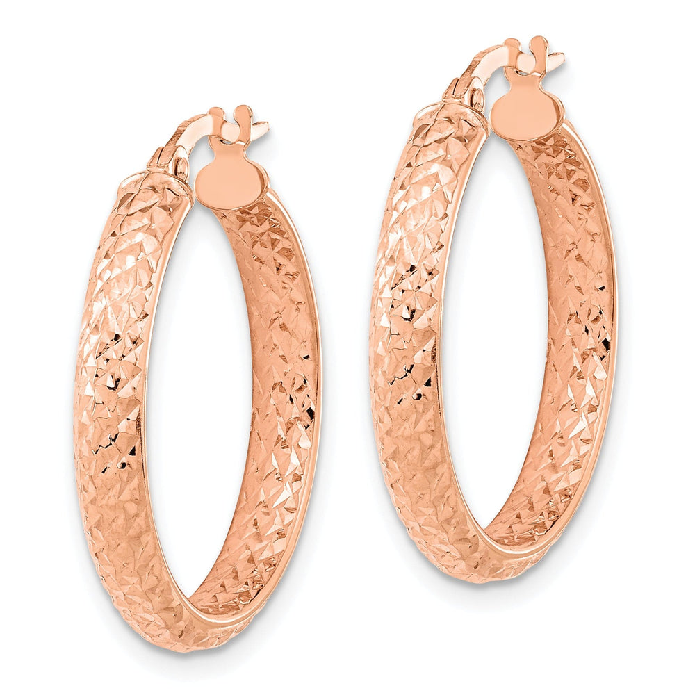 Lovely Rita's Earrings 14K Rose Gold Luxe Diamond-Cut 25mm Fancy Hoop Earrings
