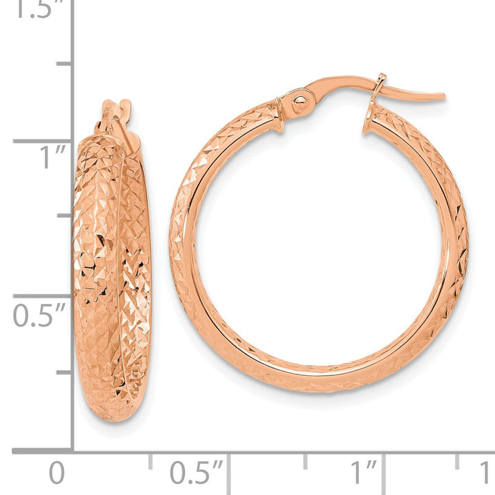 Lovely Rita's Earrings 14K Rose Gold Luxe Diamond-Cut 25mm Fancy Hoop Earrings