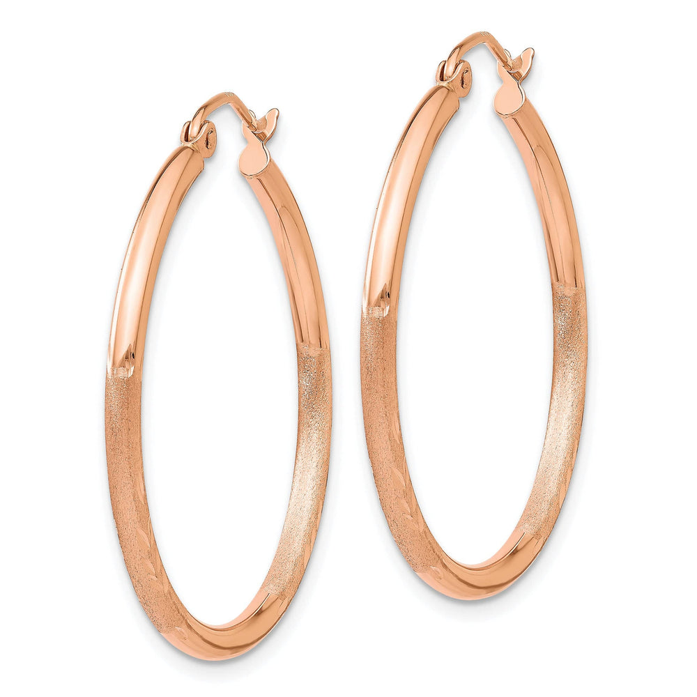 Lovely Rita's Earrings 14K Rose Gold Luxe Diamond-Cut Satin 20mm Lightweight Hoop Earrings