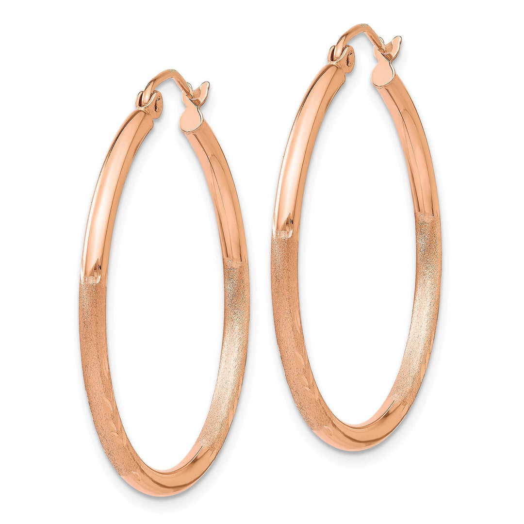 Lovely Rita's Earrings 14K Rose Gold Luxe Diamond-Cut Satin 20mm Lightweight Hoop Earrings