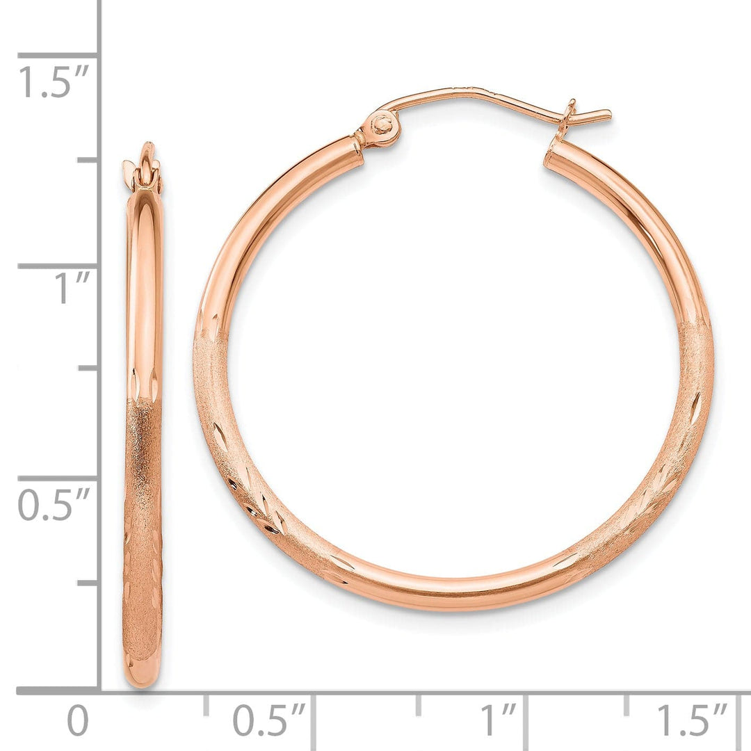 Lovely Rita's Earrings 14K Rose Gold Luxe Diamond-Cut Satin 20mm Lightweight Hoop Earrings