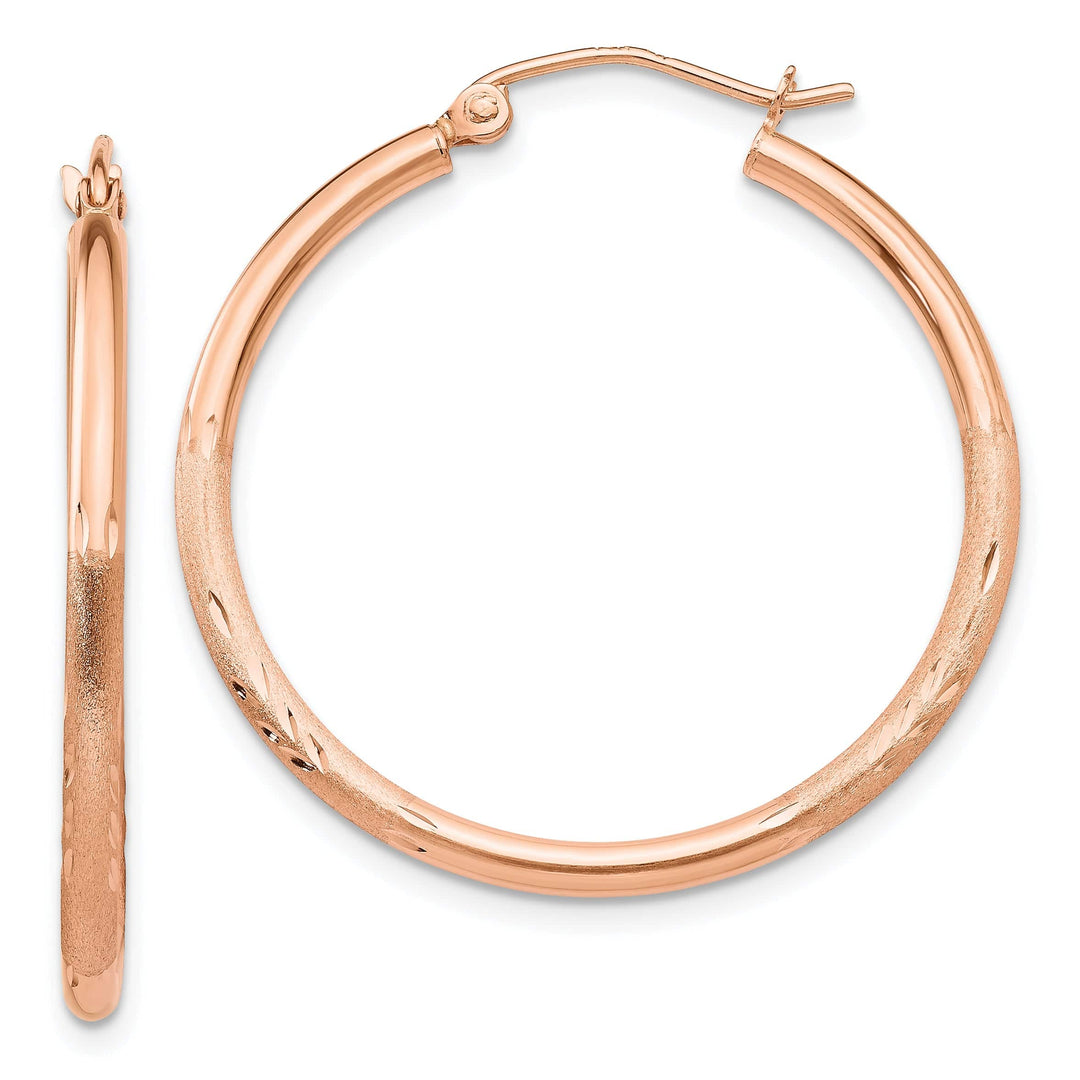 Lovely Rita's Earrings 14K Rose Gold Luxe Diamond-Cut Satin 20mm Lightweight Hoop Earrings