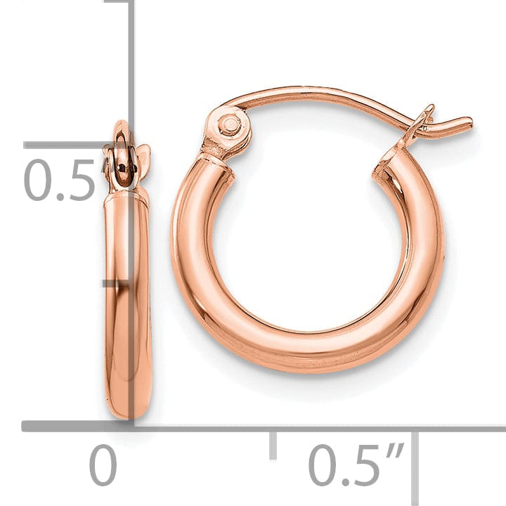 Lovely Rita's Earrings 14K Rose Gold Luxe Polished 13mm Lightweight Tube Hoop Earrings
