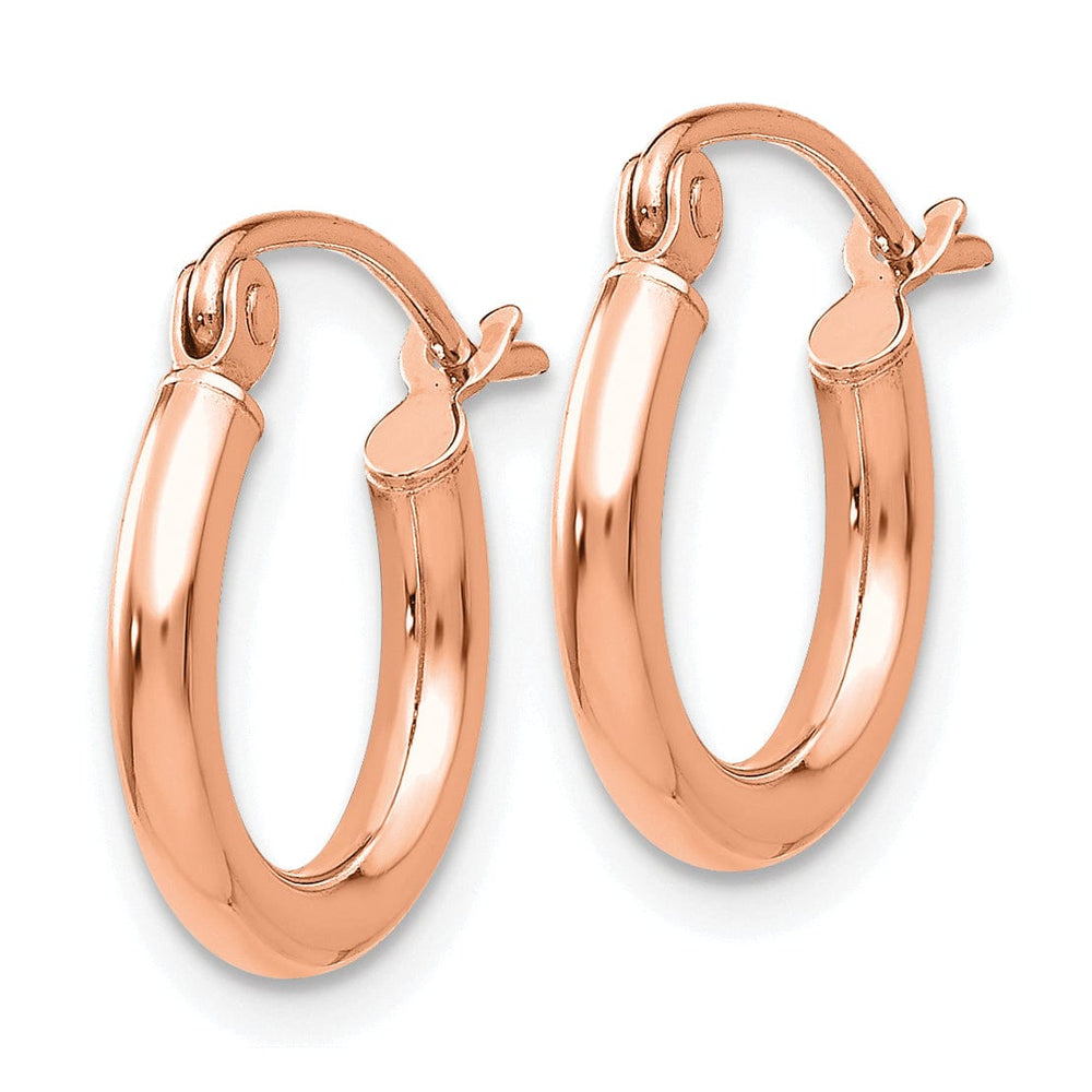 Lovely Rita's Earrings 14K Rose Gold Luxe Polished 13mm Lightweight Tube Hoop Earrings